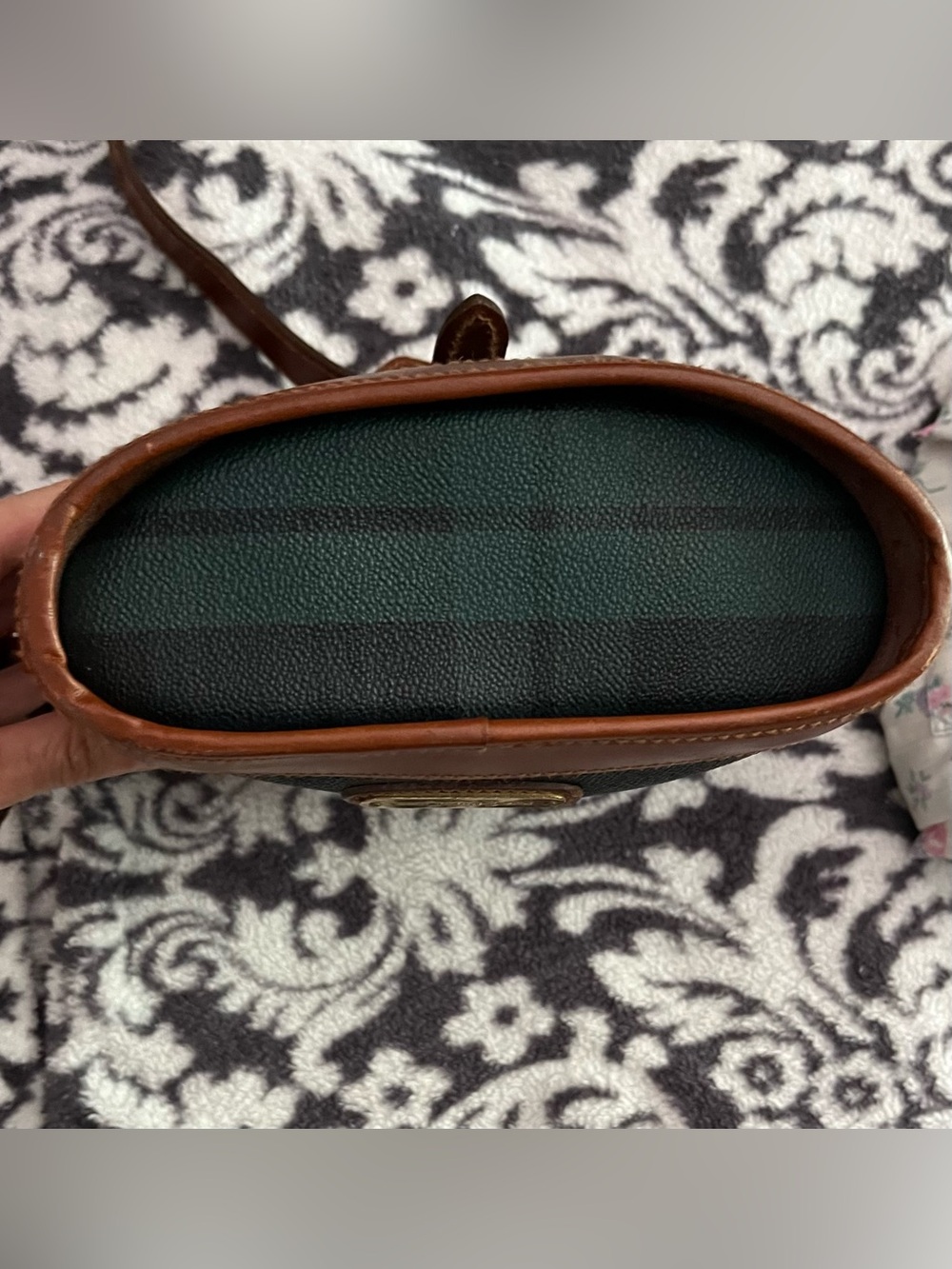 Ralph Lauren Vintage Black Watch Plaid  Leather Trim Shoulder/Crossbody Bag - Picture 8 of 14